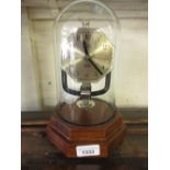 Bulle chrome electric mantel clock under glass dome with mahogany stand, 10.5ins high