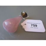 Silver mounted rose quartz table seal