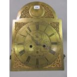 George III longcase clock movement, the brass dial with Roman and Arabic numerals, subsiduary
