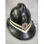 20th Century Surrey Fire Brigade later leather fireman's helmet