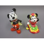 Porcelain vase in the form of Mickey Mouse and another porcelain figure of Minnie Mouse