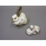 Two Royal Copenhagen figures of a rabbit and lambs