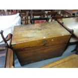 Large 19th Century brass mounted camphor wood campaign trunk with brass carrying handles, with a