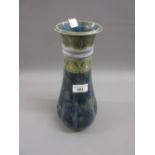 Royal Doulton stoneware vase with Art Deco decoration on a blue mottled ground