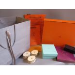 Mulberry gift bag, Hermes gift box and gift bags, Prada box, Tiffany & Co box and various other bags