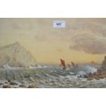 Ernest W. Brand, late 19th / early 20th Century watercolour, coastal inlet with various sailing