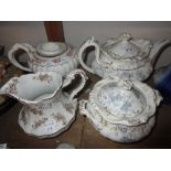 19th Century English Moss Fibre pattern teapot and sugar bowl with cover, another 19th Century