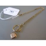 Small 14ct gold curb link Albert watch chain 12g. Overall length is 26.5cms