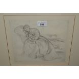 Sir Edward John Poynter, pencil drawing, study of a mother and child sleeping, stamped monogram,