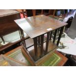 20th Century oak table top revolving bookcase, 13.5ins square, 13.5ins high