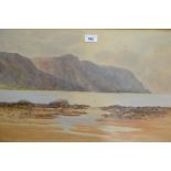 J. Marshall Howett, large watercolour on paper applied to canvas, coastal inlet with view of