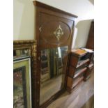 French Empire style burr wood veneered overmantel mirror with gilt metal mounts and rectangular