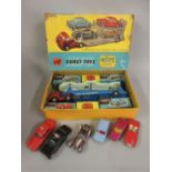 Boxed die-cast metal car transporter with four cars, No. 1, together with six various un-boxed die-