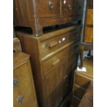 20th Century oak side cabinet having two long drawers with wooden handles above two panel doors
