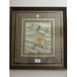 Group of three various Chinese silk embroidered pictures, birds