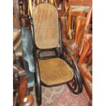 Late 19th / early 20th Century ebonised bentwood rocking chair with cane seat and back