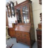 18th Century Continental Kingwood and parquetry decorated bureau bookcase, the moulded cornice above