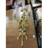Large 19th Century carved wooden two branch wall sconce of floral design with bow and swag top,