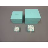 Two Tiffany and Co. porcelain trinket boxes in original boxes
