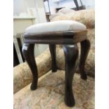 Mahogany and beech rectangular stool with drop-in needlework seat and cabriole supports, a boxseat