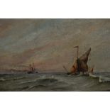 E.G. Watts, signed 19th Century oil on canvas, mixed shipping on the open sea, gilt framed, 10.