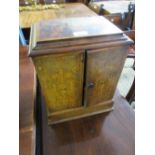 19th Century burr walnut crossbanded and inlaid table cabinet having pair of flush panelled doors