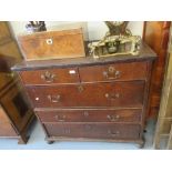 Late 17th / early 18th Century oak straight front two part chest of two short and three long drawers