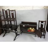 Dolls 1930's oak dining set together with a quantity of various tableware