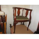 Pair of Edwardian mahogany tub shaped drawing room chairs, a set of four pierced splat back dining