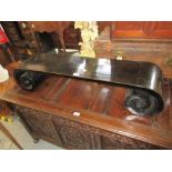 Chinese black laquered hardwood scroll end scribes desk