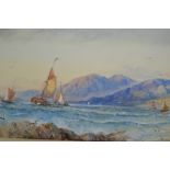 Folder containing a quantity of unframed watercolours, maritime and coastal scenes, signed Alfred
