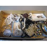 Quantity of various costume jewellery and a ladies cloth and gilt metal evening purse