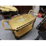 Mid to late 20th Century Continental gilded composition two tier tea trolley