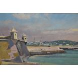 Karl Terry, signed oil on board, entitled verso ' The Old Fort, Lagos, Portugal ', 12ins x 16ins