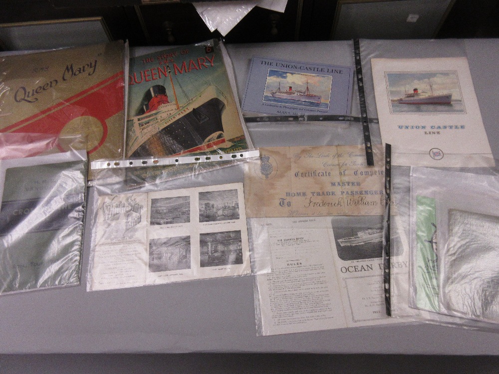 Small collection of nautical ephemera includes, a commemorative brochure of the launching of ' Queen