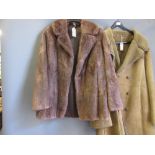 Ladies mid brown fur jacket and a sheepskin coat