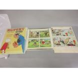 Two Rupert the Bear illustration cells together with a Rupert Weekly cover illustration and original