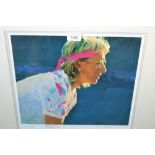 John Jonas, signed artist's proof print, portrait of Martina Navratilova, signed by the artist and