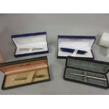 Quantity of various boxed pens and pencils by Waterman, Sheaffer and Parker