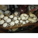 19th Century English twelve place setting tea service with blue, gilt and floral decoration together