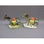 Two 19th Century Staffordshire figures of donkeys