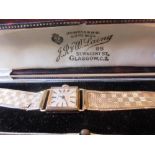 Tissot ladies 9ct gold case wristwatch, with a 9ct gold bracelet strap 19g