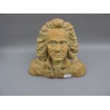 A. Conti, terracotta bust of Beethoven 10.5ins high 13ins wide 9ins deep