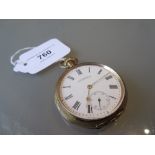 Waltham gold plated crown wind open faced pocket watch