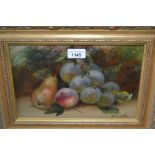 E. Chester, oil on board, still life of fruit, signed, gilt framed, 7ins x 11ins