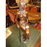 Ronald Cameron, a dark patinated bronze ' Victoria ' (girl seated on a stool), signed and No. 25