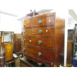 19th Century mahogany bow fronted chest of two short over three long graduated drawers with brass