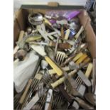 Large quantity of various silver plated flatware including some silver handled flatware