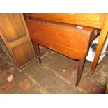 19th Century mahogany Pembroke table having single end drawer with lion mask ring handles raised