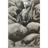 Alexander Drysdale, charcoal drawing, view of Becky Falls, Dartmoor, together with a mixed